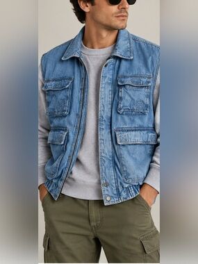 Vintage Cold Storage Denim Utility Vest Men’s L Quilted Fishing Outdoor